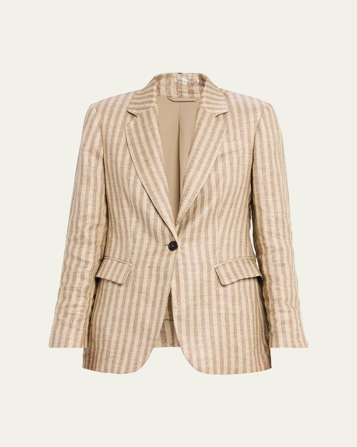 Brunello Cucinelli Sparkling Striped Single-Breasted Jacket