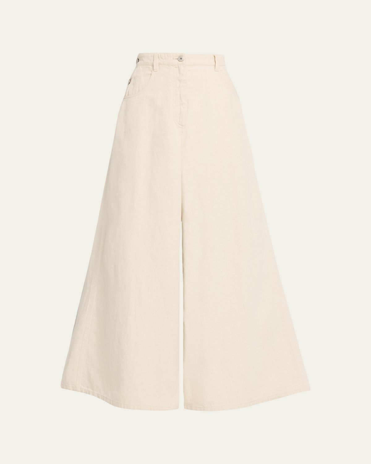 Brunello Cucinelli Garment Dyed Twill Maxi Wide-Leg Jeans