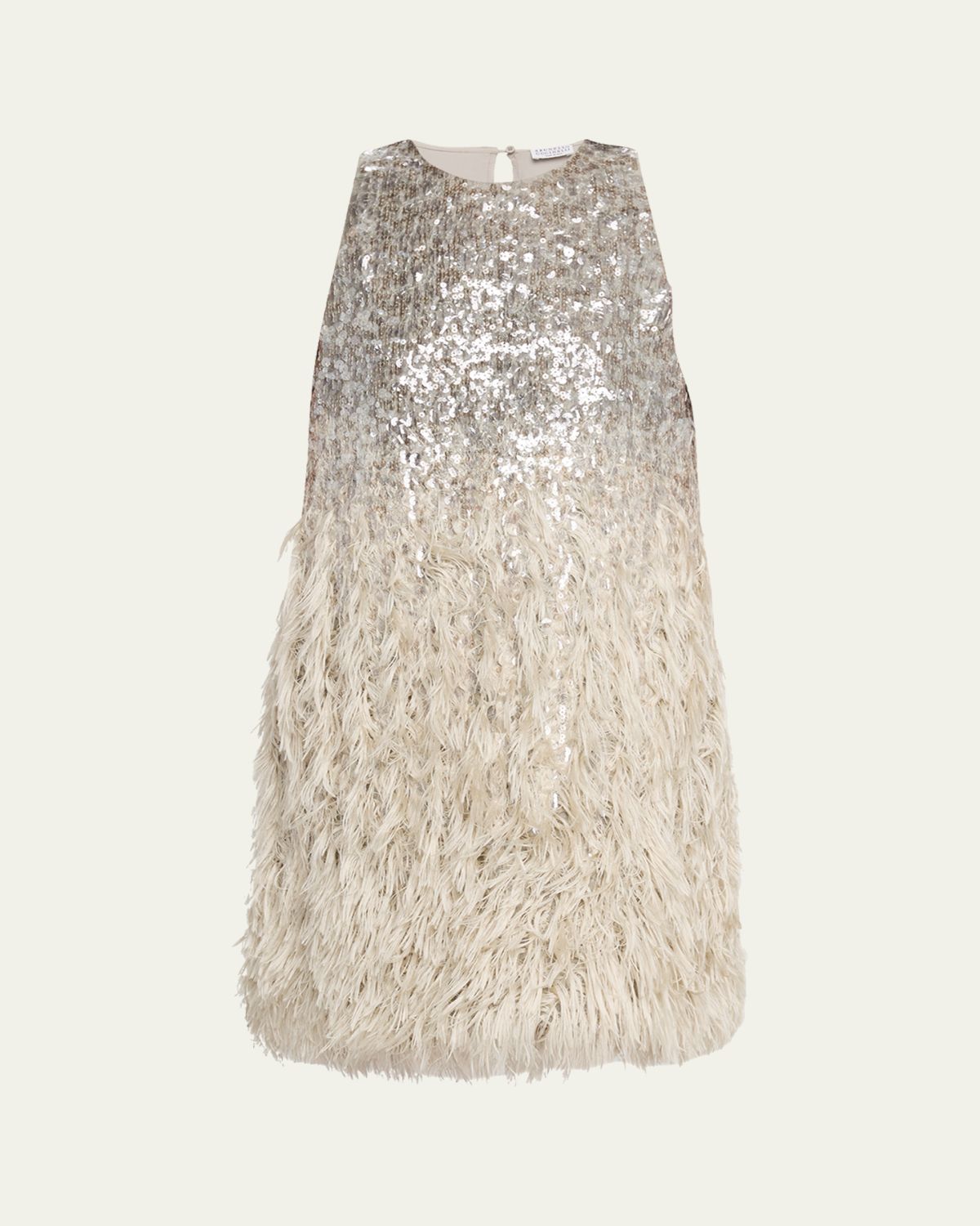 Brunello Cucinelli Degrade Feather Sequined Fil Coupe Mini Dress | Thumbnail 6