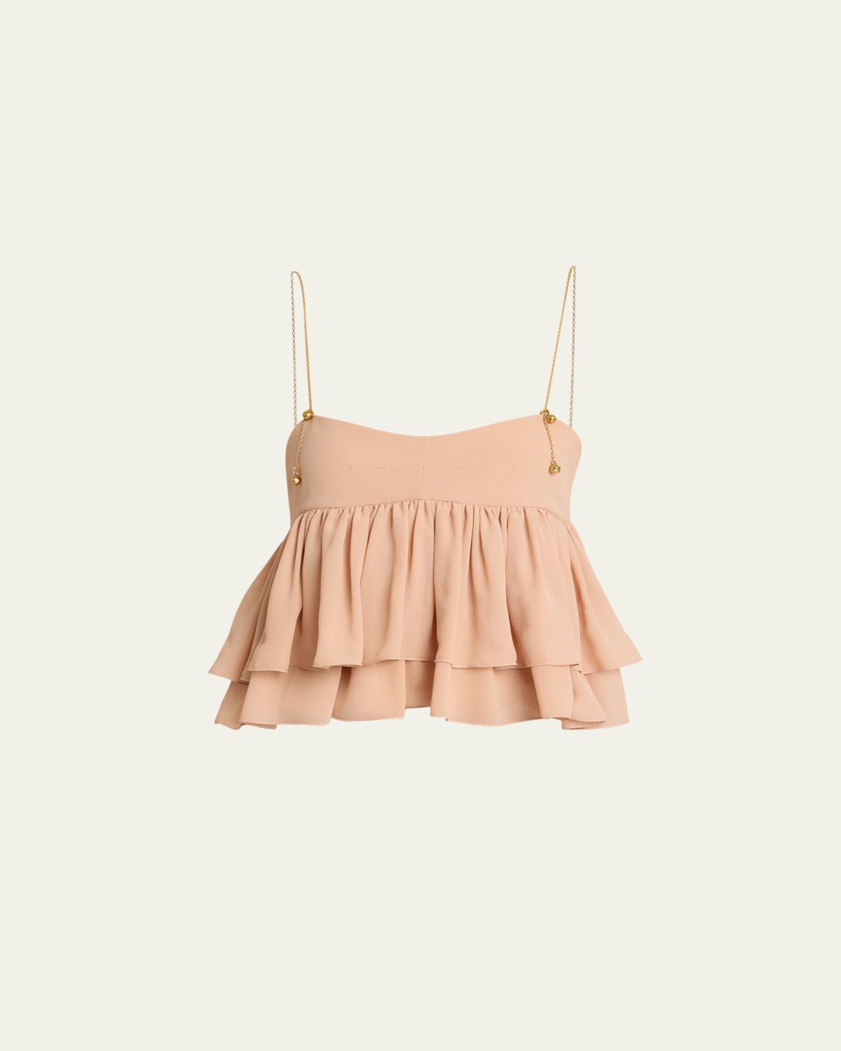 Chloe Tiered Ruffle Organic Silk Georgette Babydoll Top