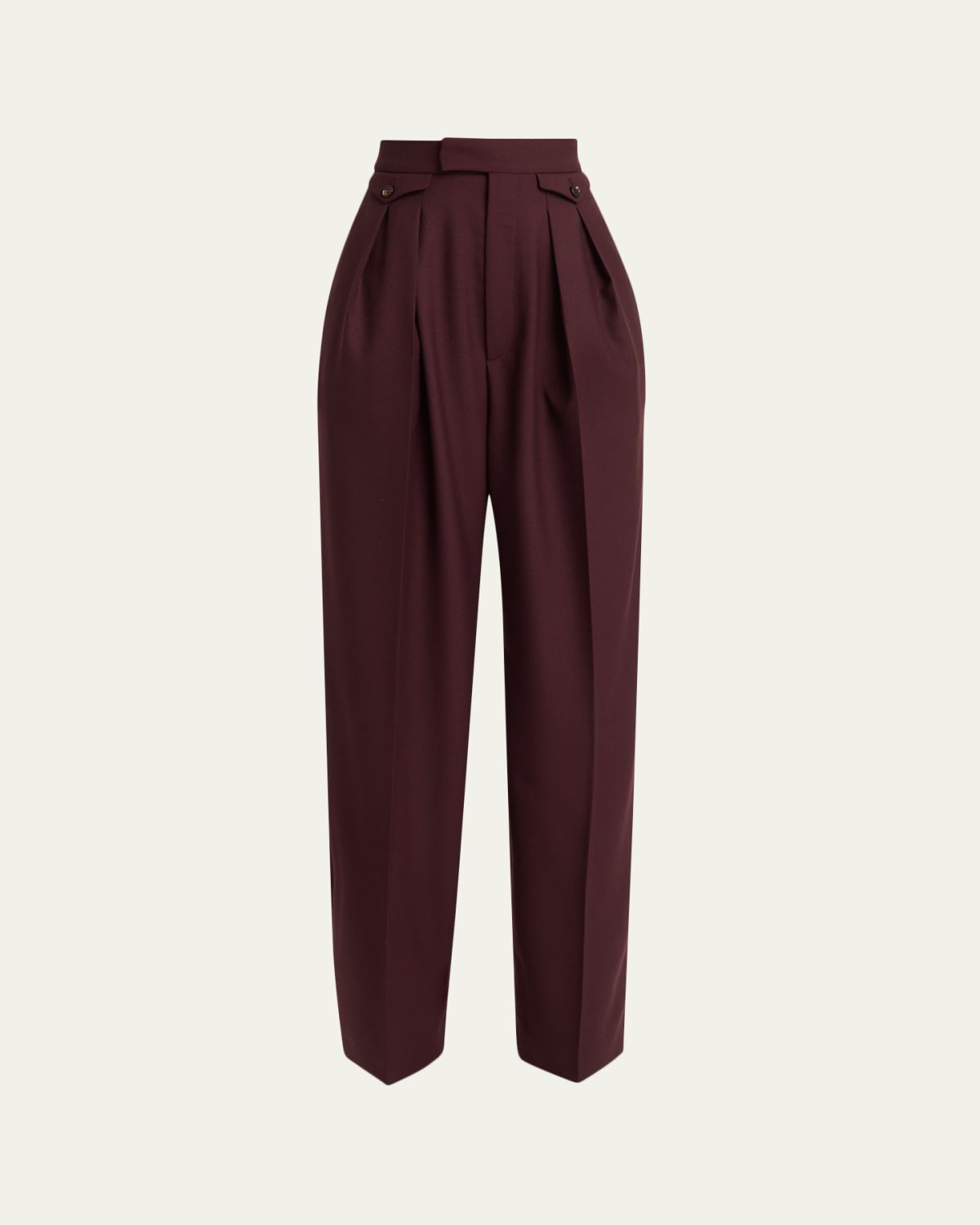 Chloe High-Rise Pleated Wool Gabardine Wide-Leg Pants