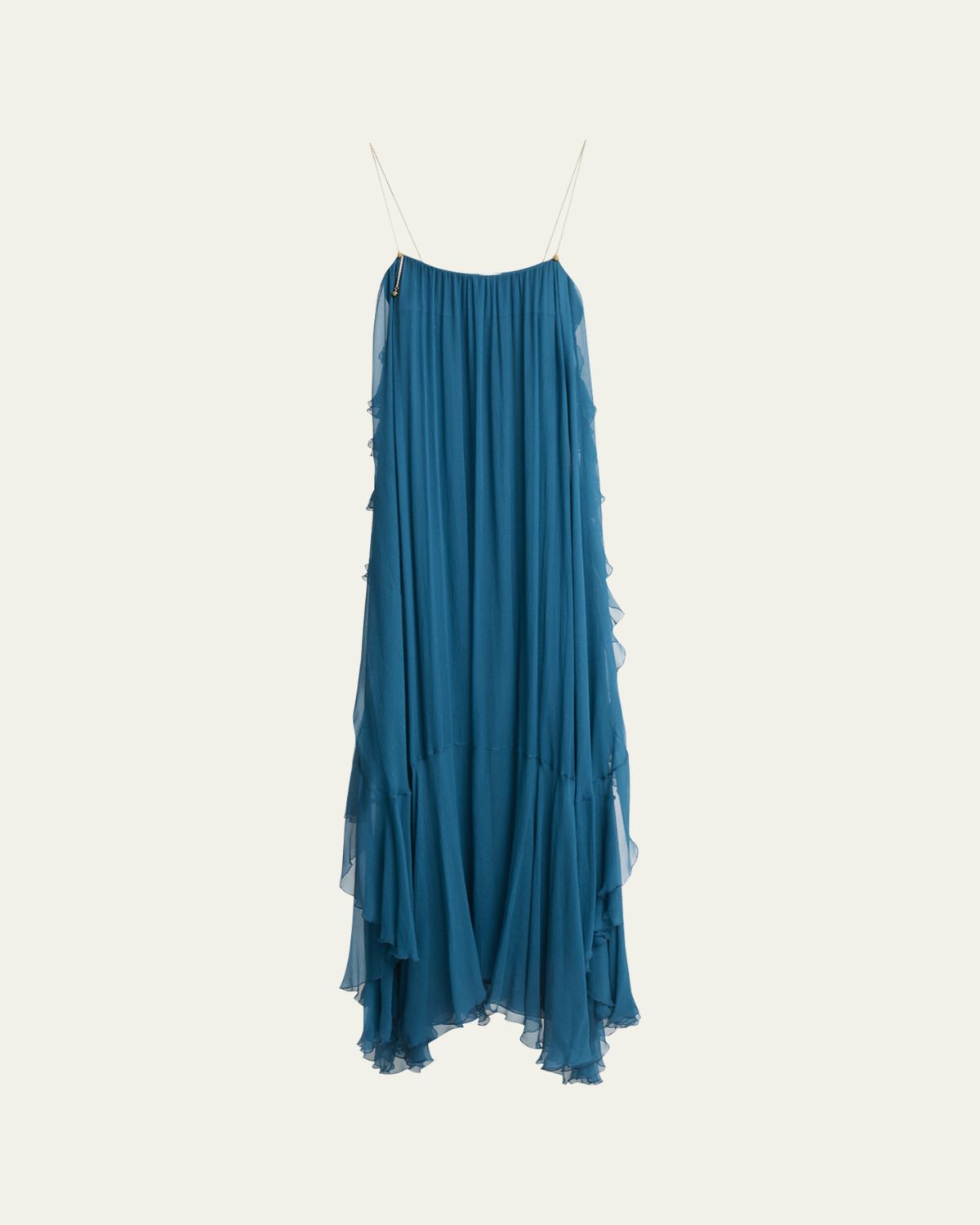 Chloe Chain-Strap Organic Silk Mousseline Gown
