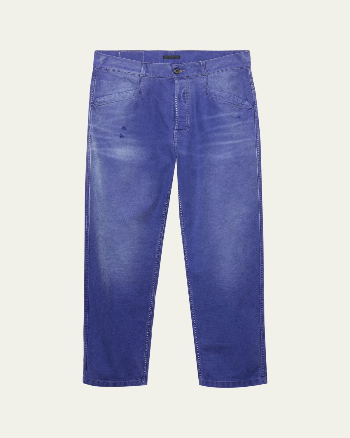 Prada Men's Vintage-Treated Twill Relaxed Fit Five-Pocket Pants