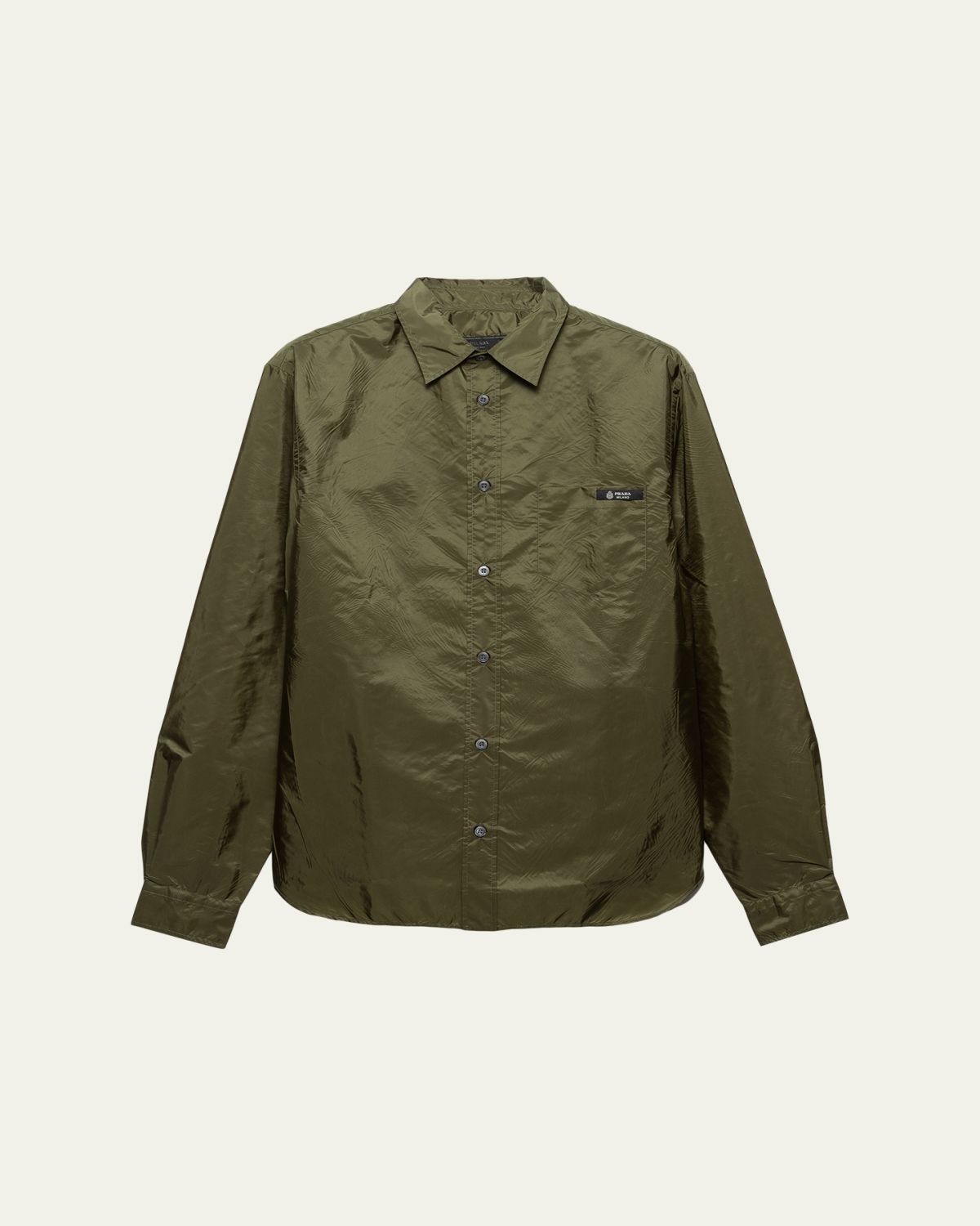 Prada Men's Re-Nylon Button-Down Shirt with Pocket