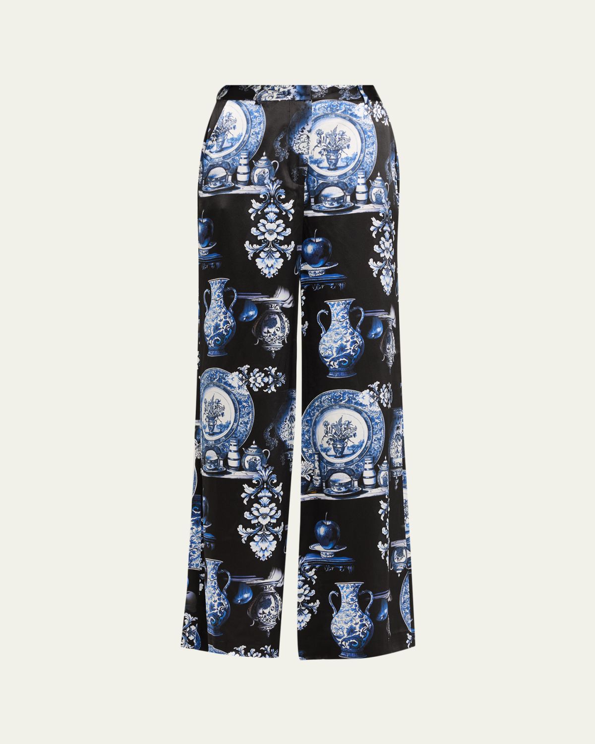 L 'Agence Pilar Porcelain Silk Wide-Leg Pants