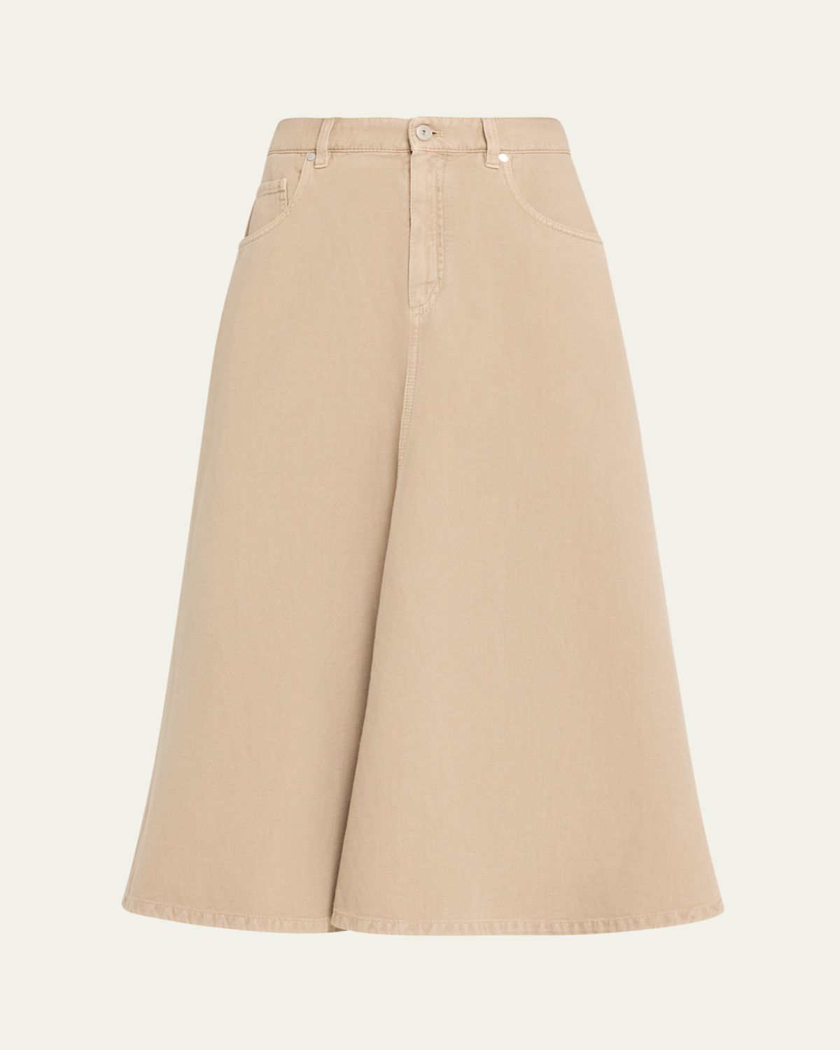 Brunello Cucinelli Denim Fit-&-Flare Midi Skirt