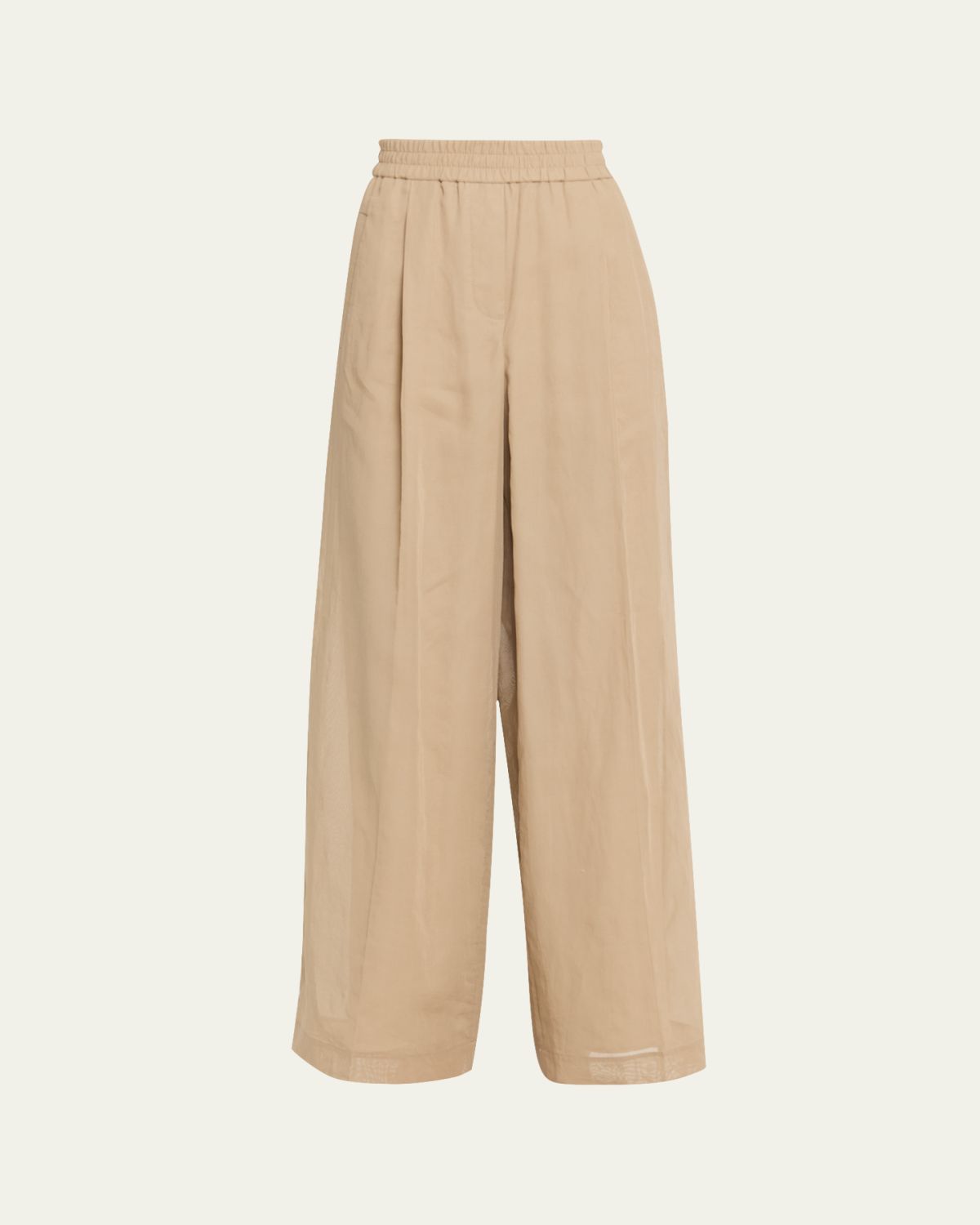 Brunello Cucinelli Cotton Gauze Wide-Leg Pull-On Track Pants