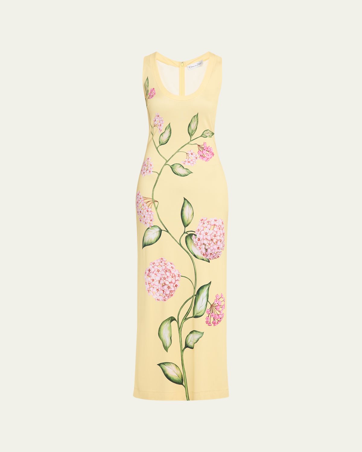 Oscar de la Renta Sleeveless Porcelain Flowers Jersey Maxi Dress