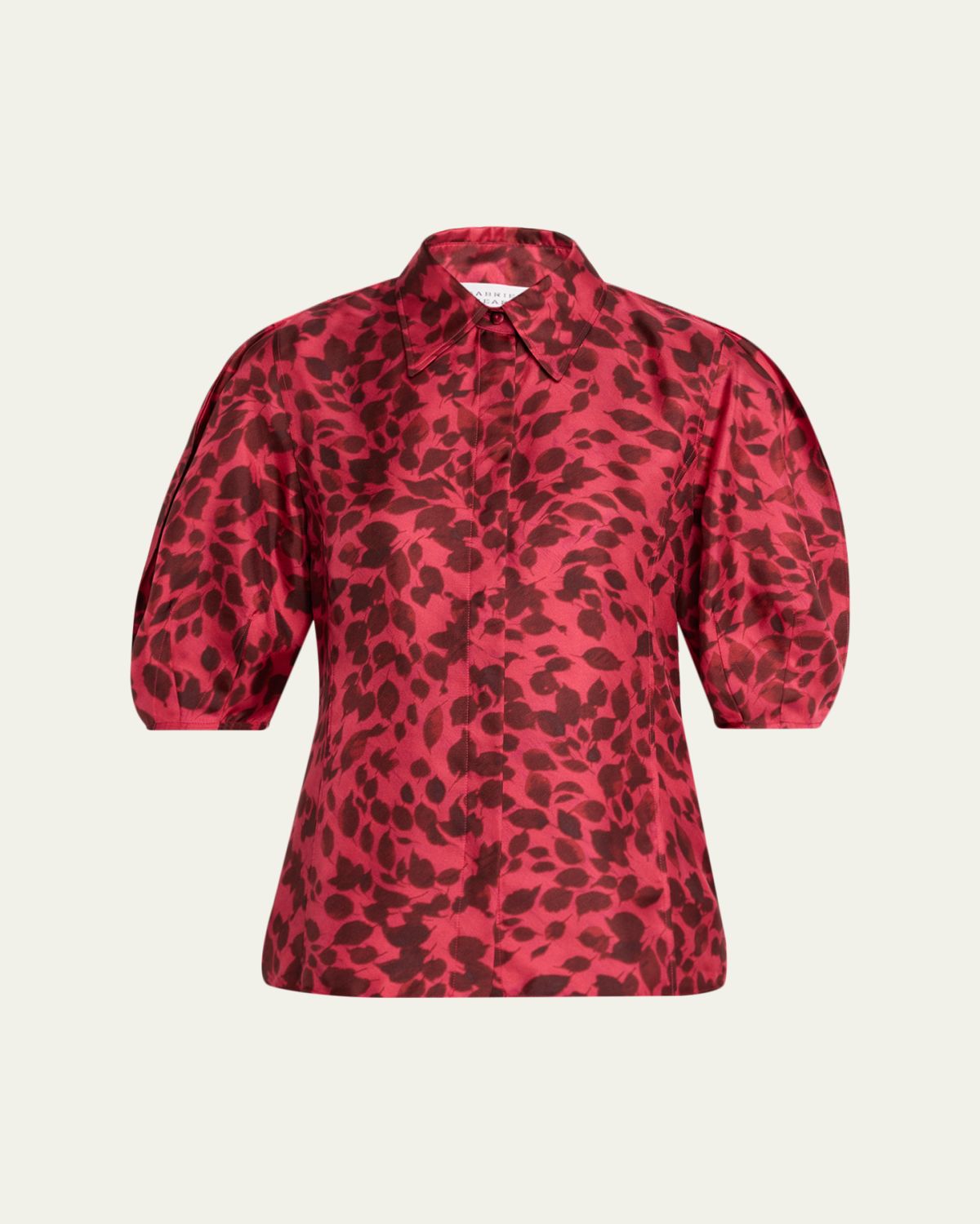 Gabriela Hearst Sansi Leaf-Print Silk Twill Top