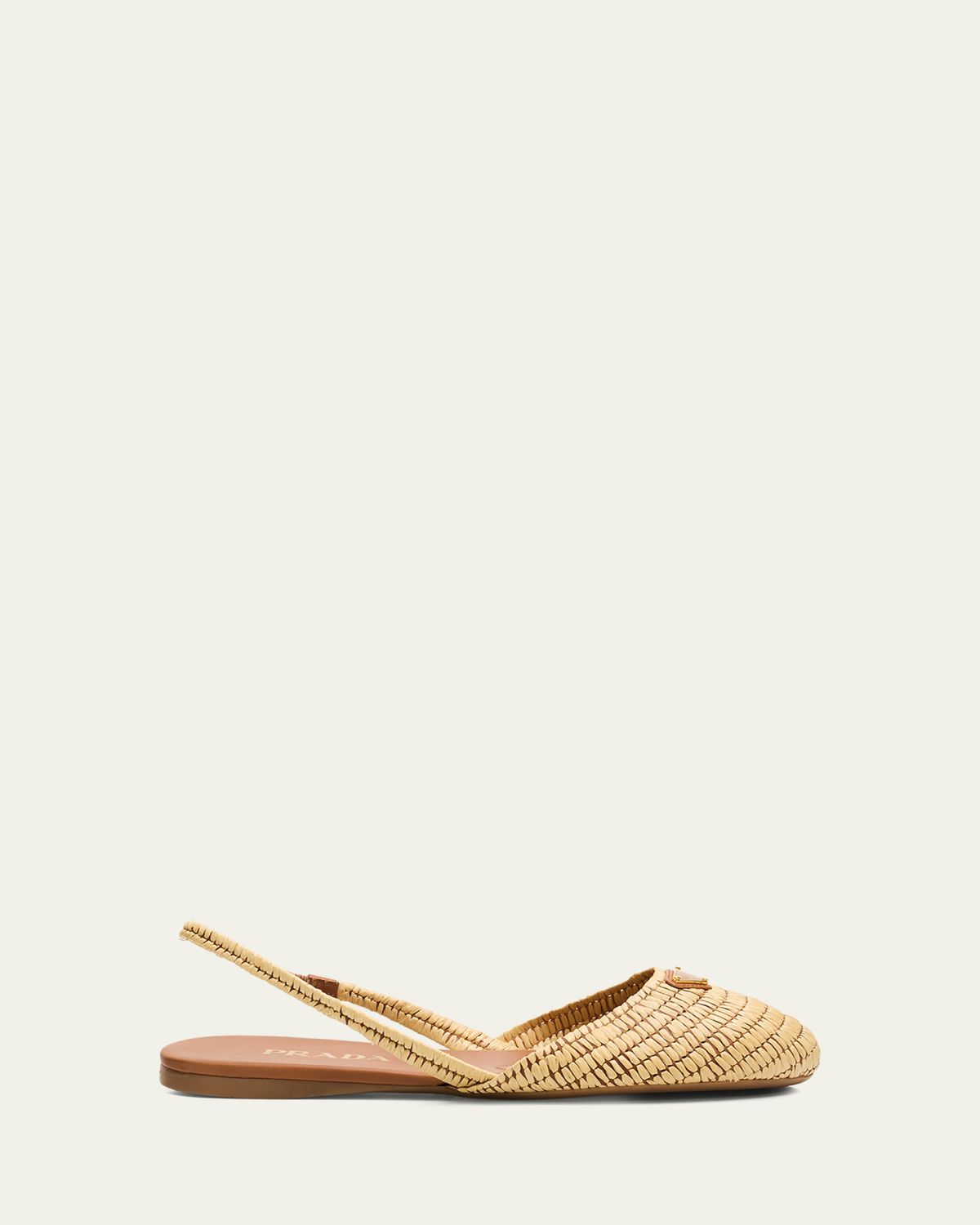 Prada 5mm Raffia Slingback Flats