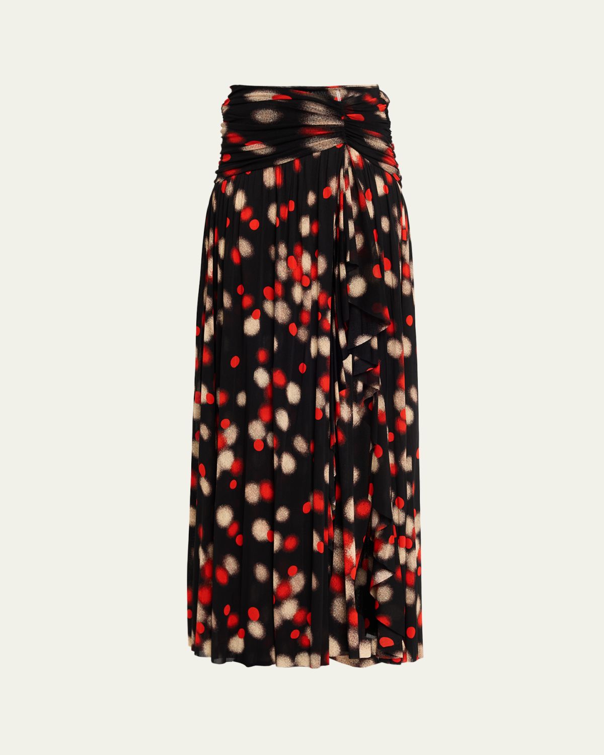 Diane von Furstenberg Nathalie Draped Dot-Print Mesh Maxi kirt | Thumbnail 10