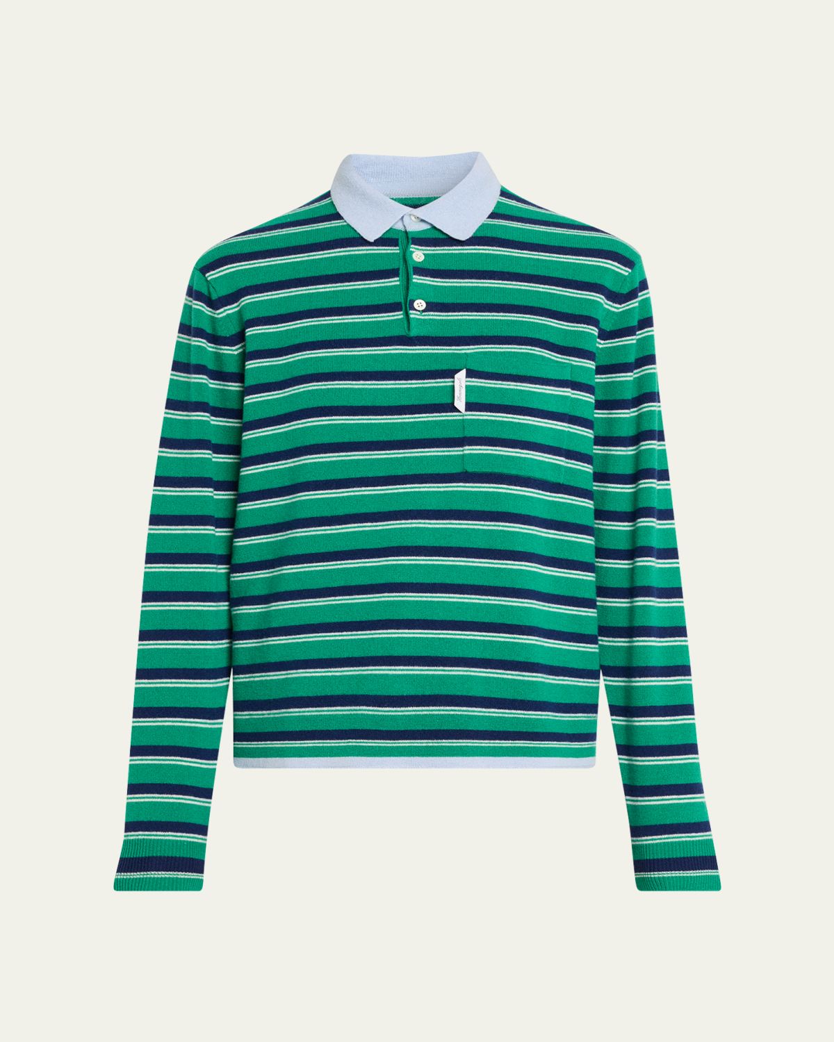 HOMMEGIRLS Striped Knit Long-Sleeve Polo Sweater