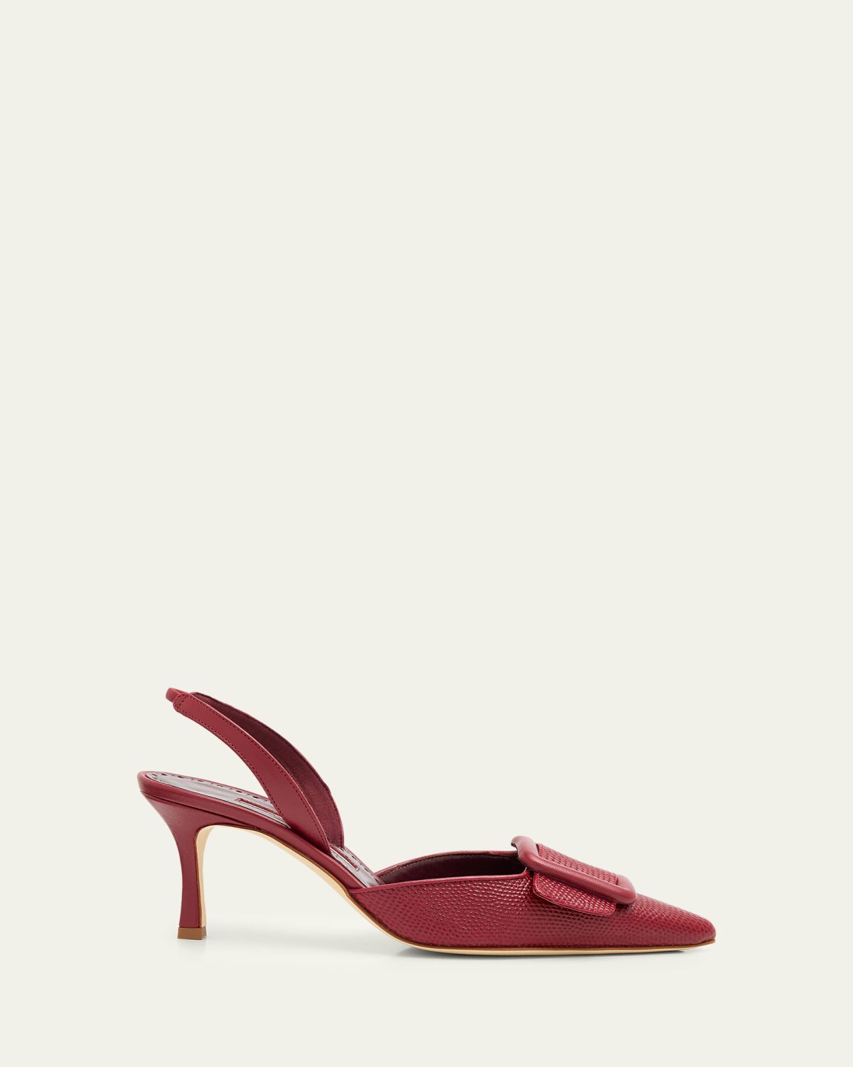 Manolo Blahnik 70mm Mayslibi Embossed Leather Slingback Pumps