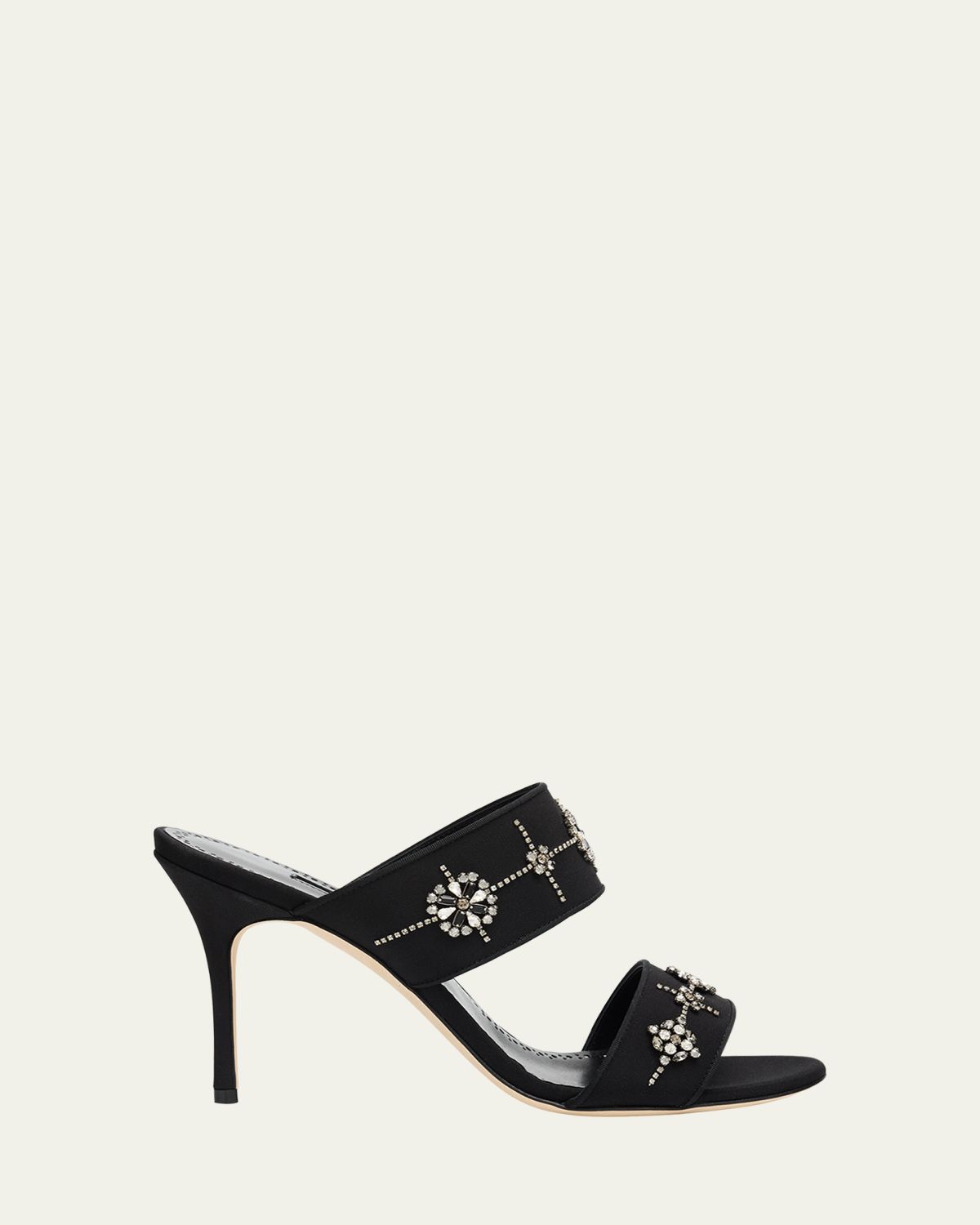 Manolo Blahnik 90mm Ralota Embellished Satin Mule Sandals