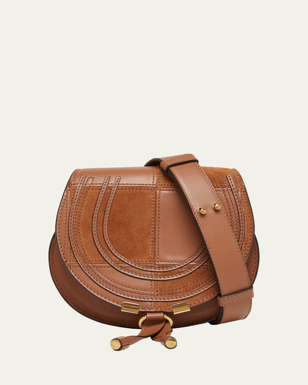 Chloe Marcie Medium Saddle Crossbody Bag in Patchwork Leather