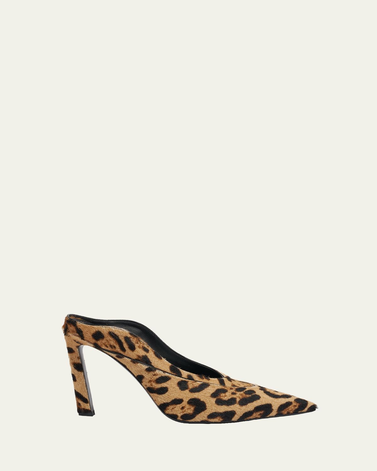 Givenchy Leopard Calf Hair Pointed-Toe Mule Pumps