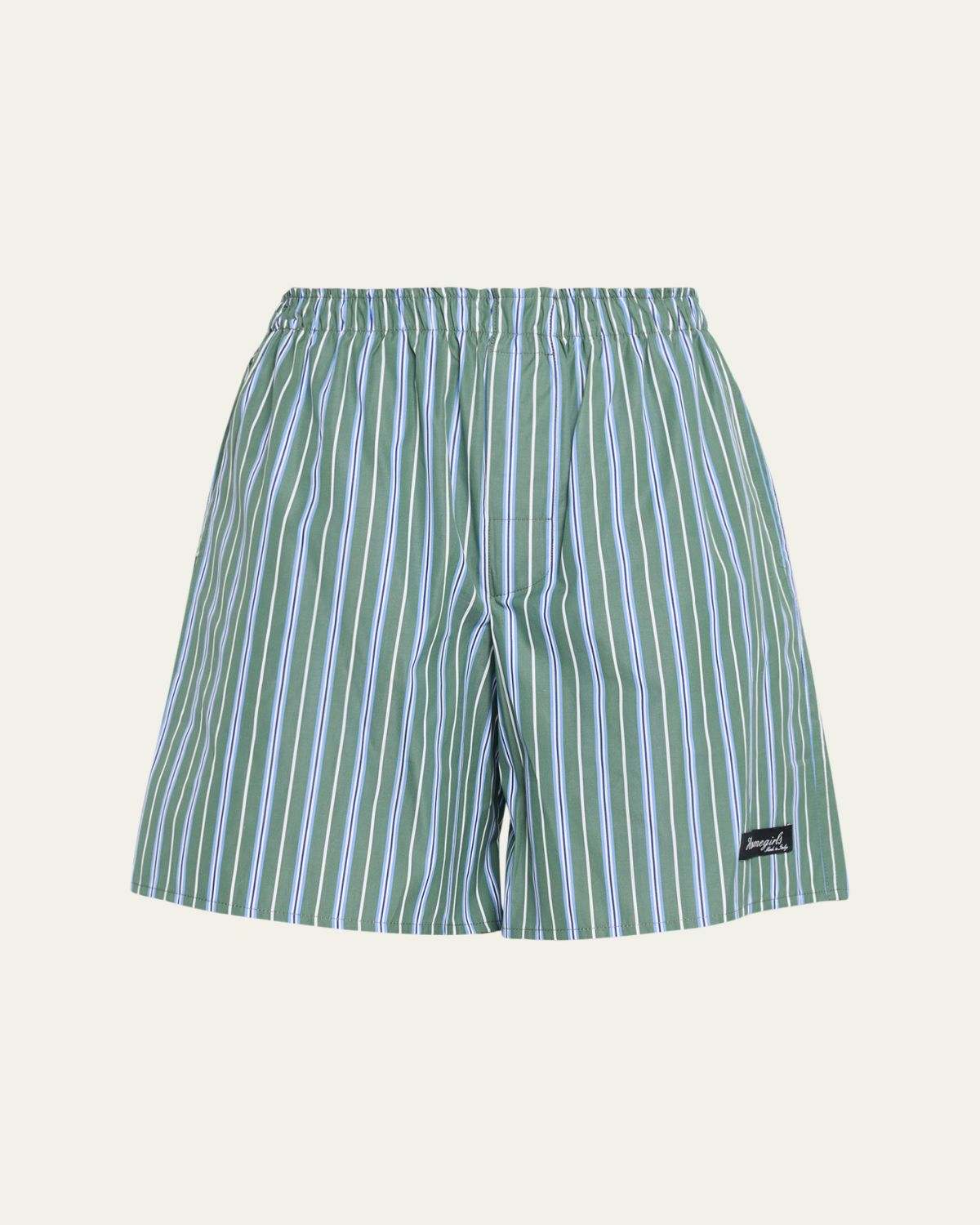 HOMMEGIRLS Striped Cotton Long Boxer Shorts