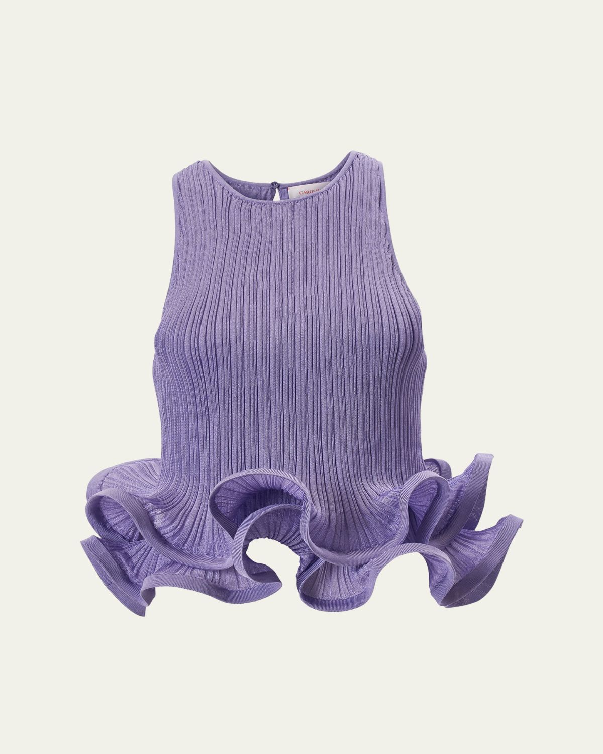 Carolina Herrera Sleeveless Tiered Ruffle Peplum Blouse