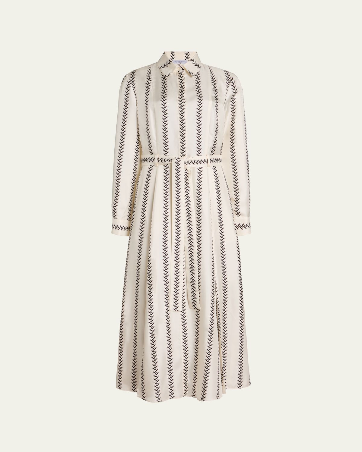Gabriela Hearst Galway Riding-Boot Striped Silk Belted Midi Shirtdress