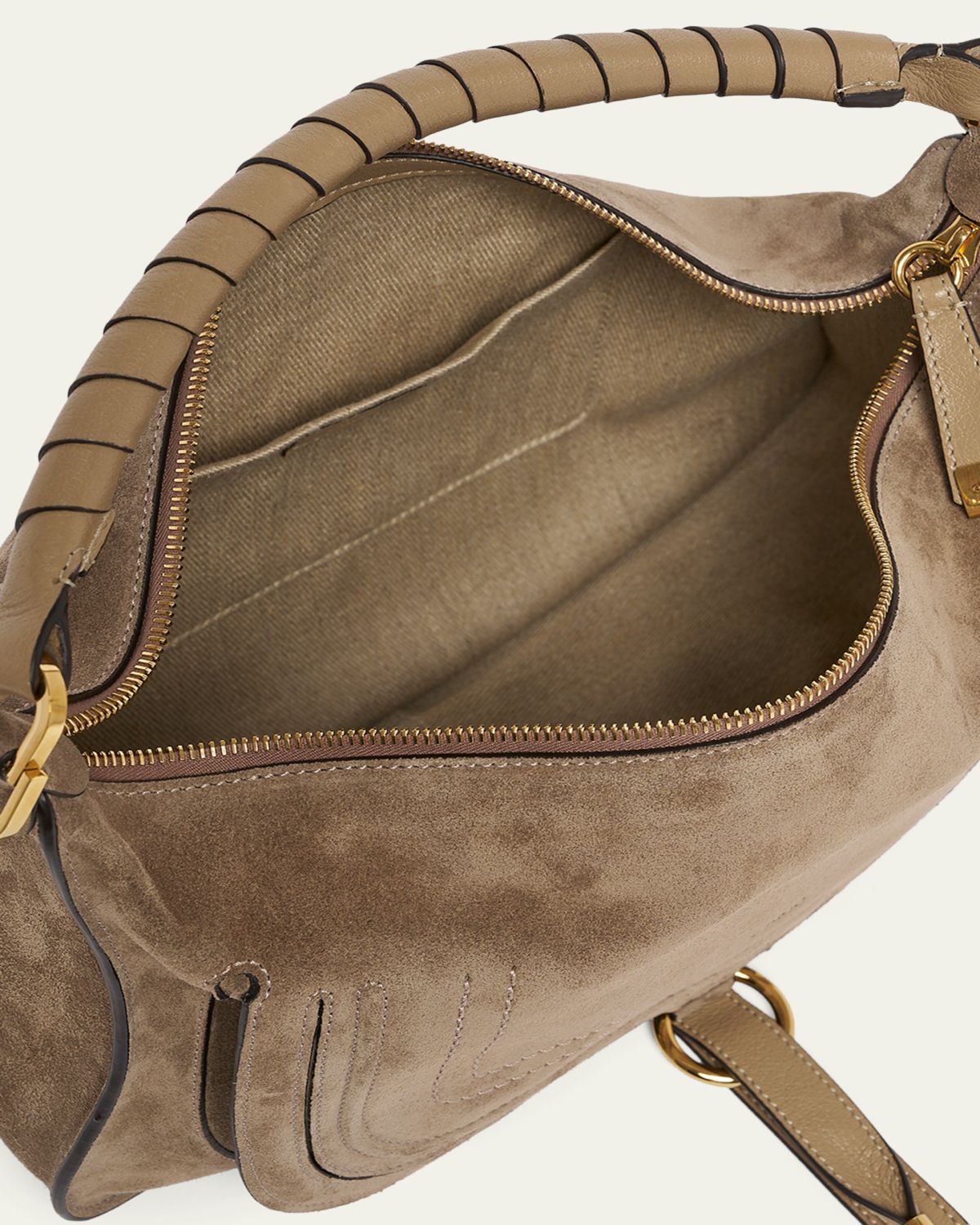 Chloe Marcie Medium Saddle Shoulder Bag in Suede | Thumbnail 4