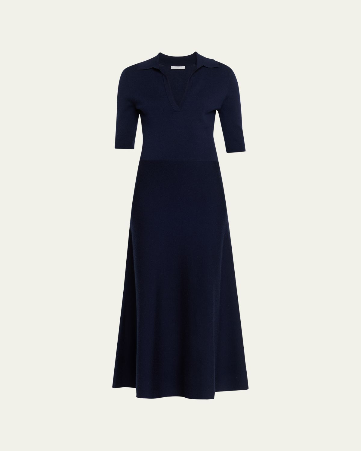 Gabriela Hearst Bradley Wool-Cashmere Knit Short-Sleeve Midi Polo Dress