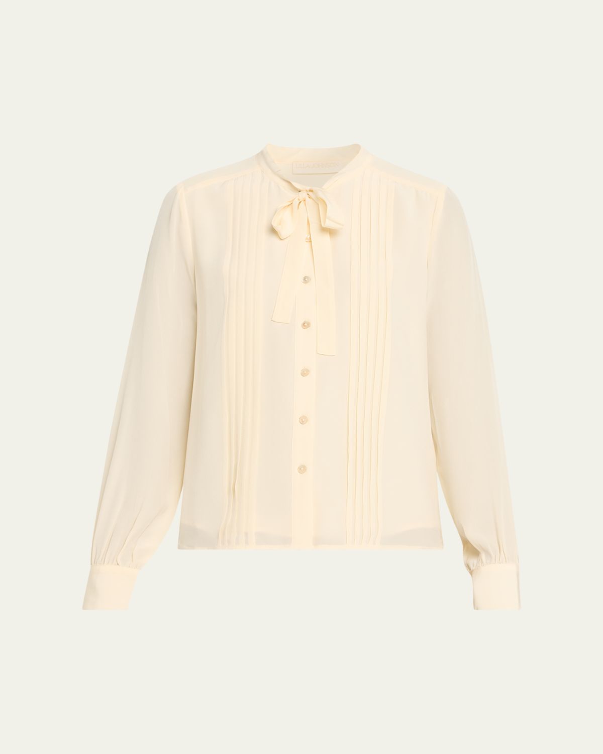 Ulla Johnson Delvine Tie-Neck Button-Front Blouse