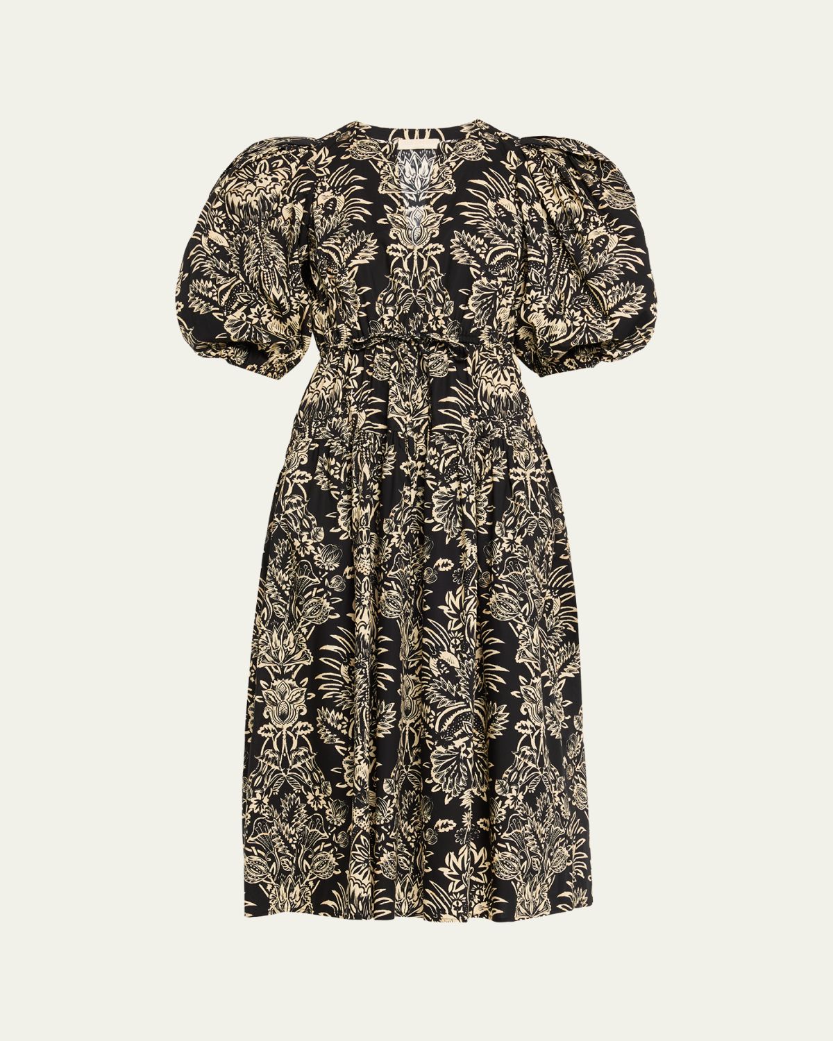 Ulla Johnson Harriet Floral Poplin Puff-Sleeve Midi Dress