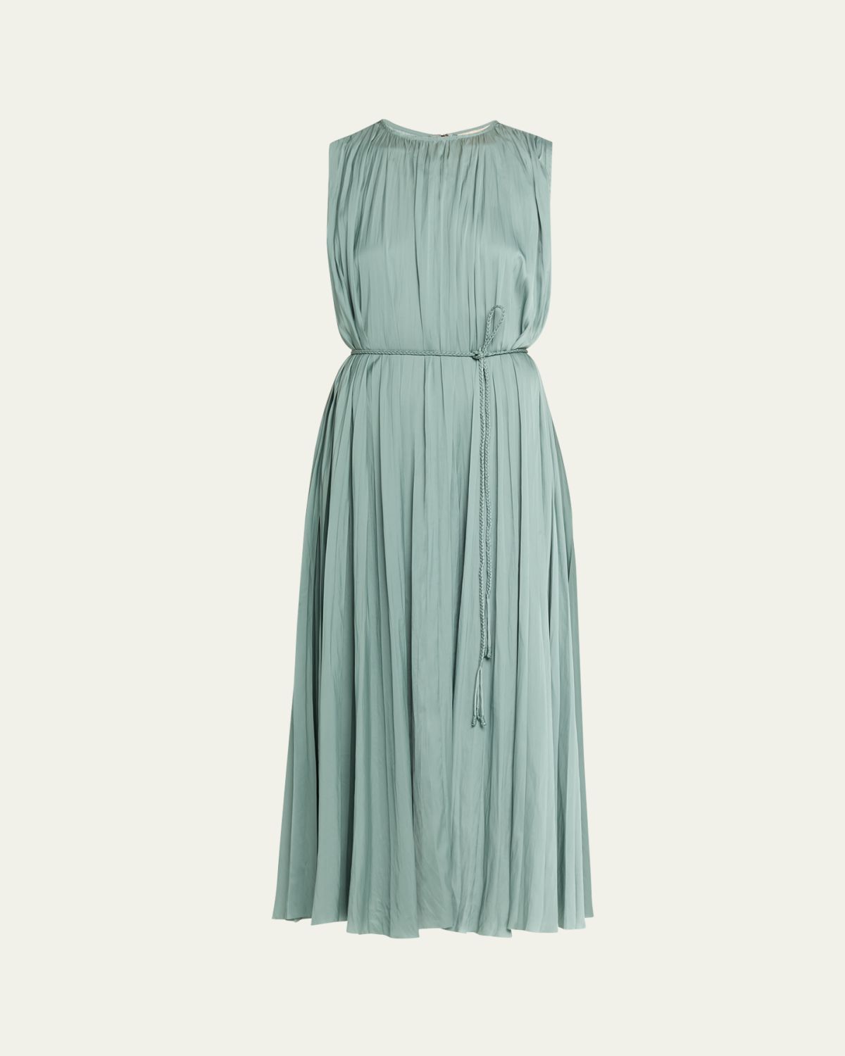 Ulla Johnson Fianna Belted Pleated Satin Midi Dress