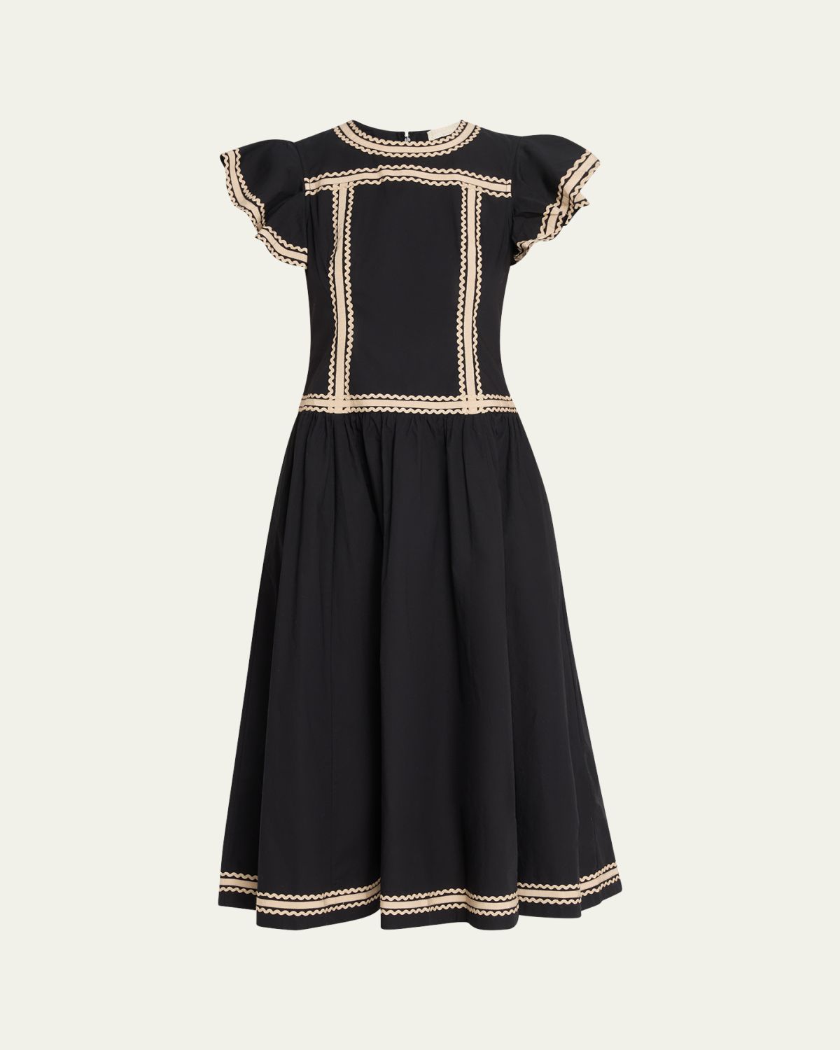 Ulla Johnson Delphina Ricrac Embellished Sleeveless Midi Dress