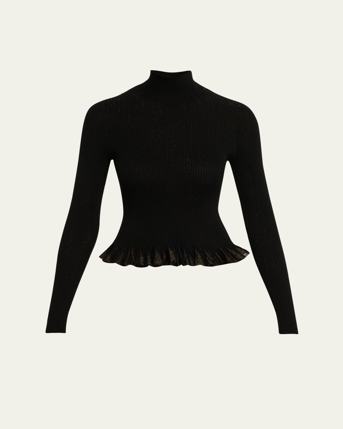 Ulla Johnson Yulia Ruffle Sparkly Knit Turtleneck