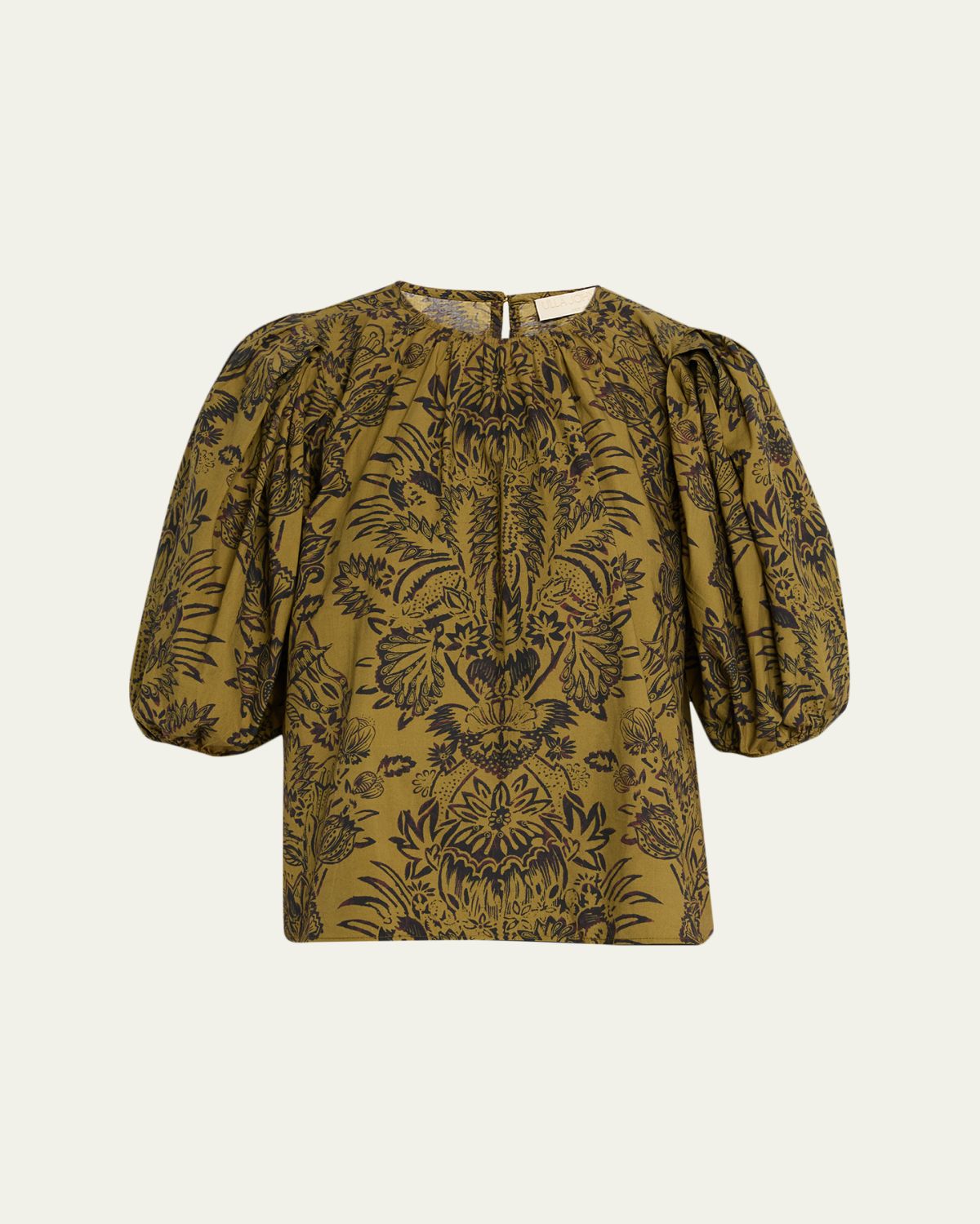 Ulla Johnson Frantiska Floral Poplin Puff-Sleeve Blouse