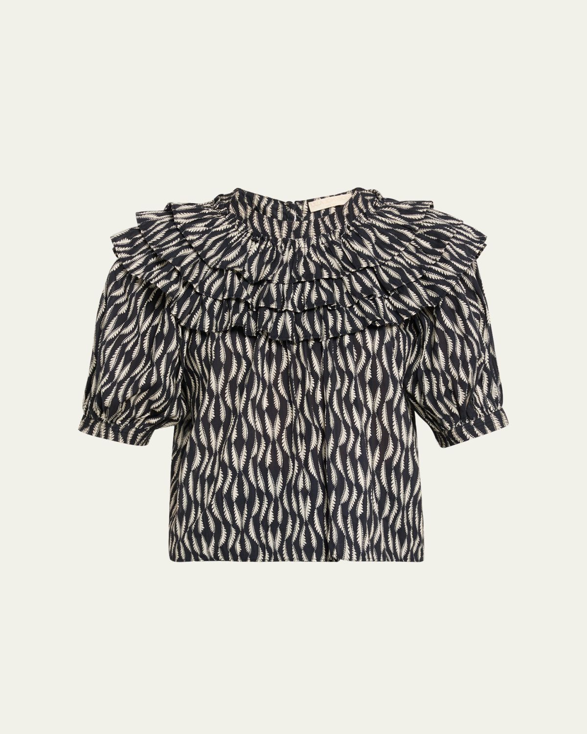 Ulla Johnson Mira Ruffle Puff-Sleeve Cotton Blouse