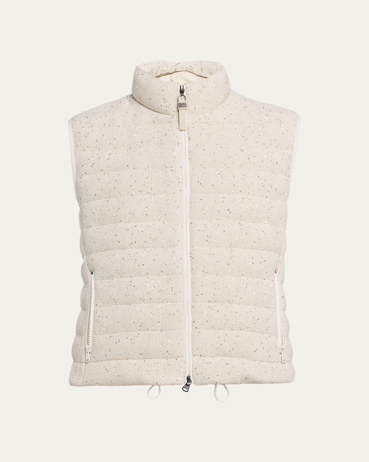 Brunello Cucinelli Sparkling Cotton Paillette Puffer Vest