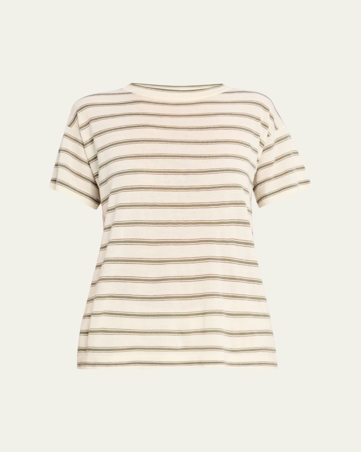 Brunello Cucinelli Metallic Striped Short-Sleeve T-Shirt