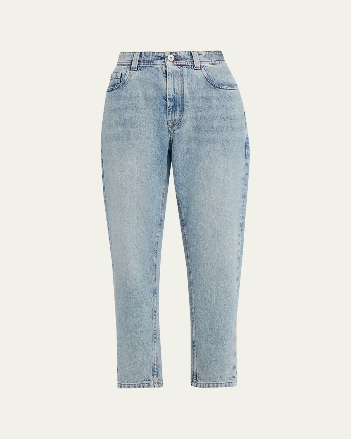 Brunello Cucinelli Authentic Denim Relaxed Tapered-Leg Ankle Jeans