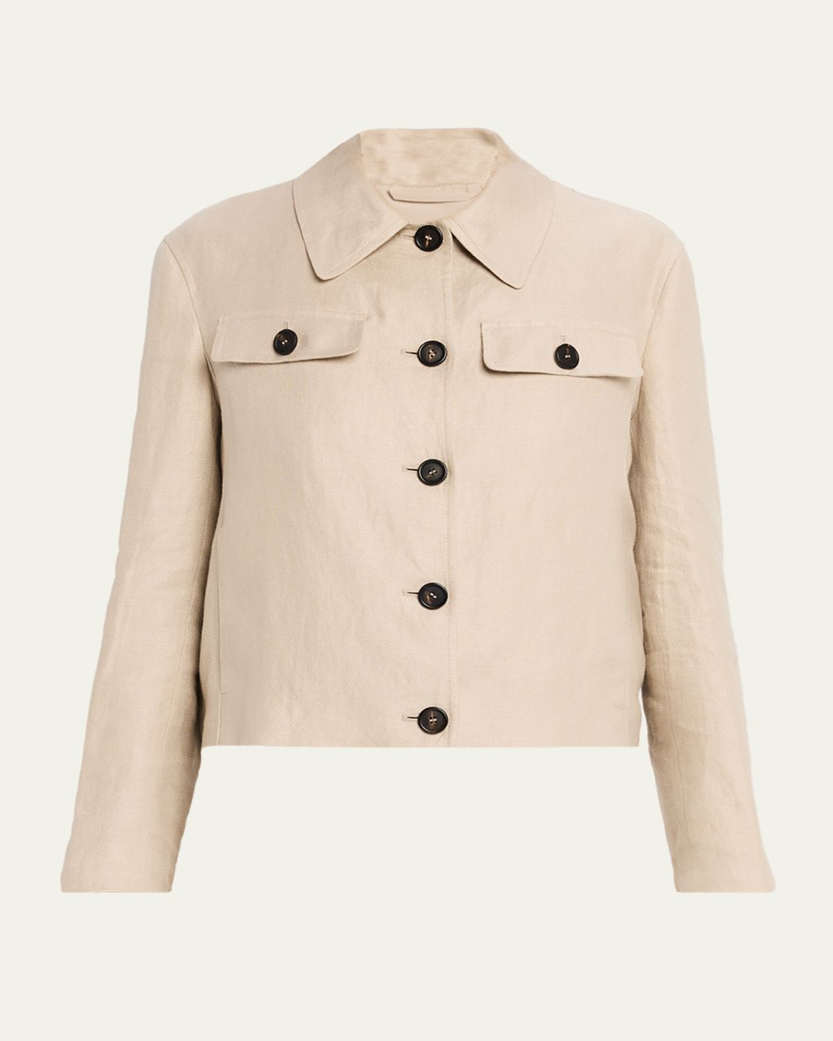 Brunello Cucinelli Structured Linen Twill Single-Breasted Shirt Jacket