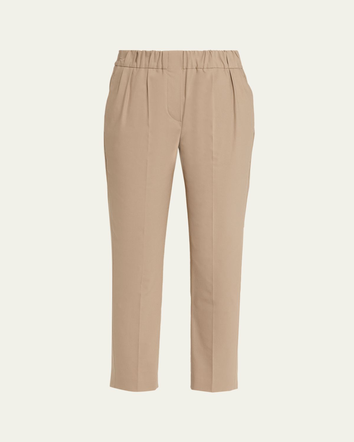 Brunello Cucinelli Cotton Twill Slim-Leg Ankle Pull-On Pants