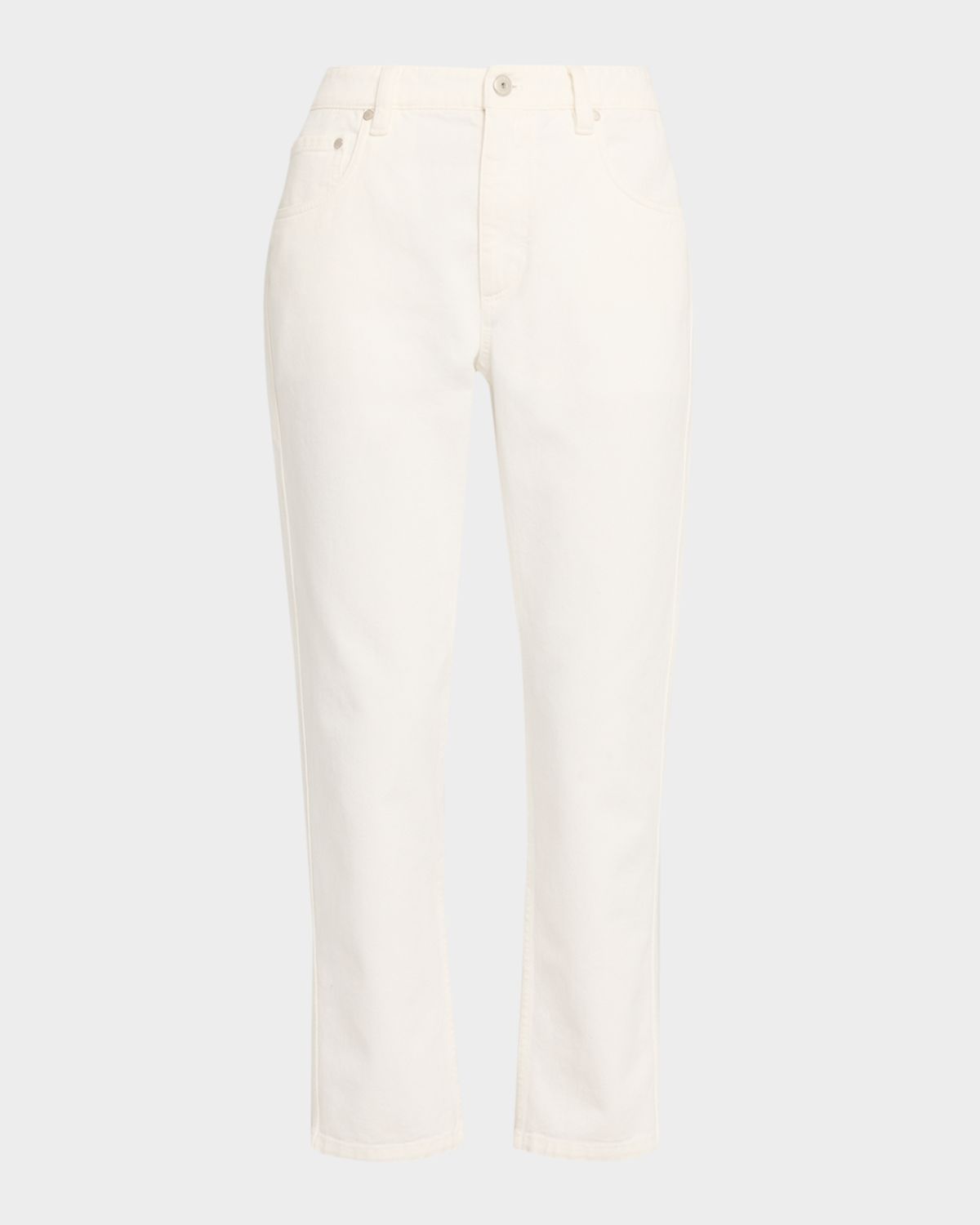 Brunello Cucinelli Mid-Rise Cotton Bull Straight-Leg Ankle Jeans