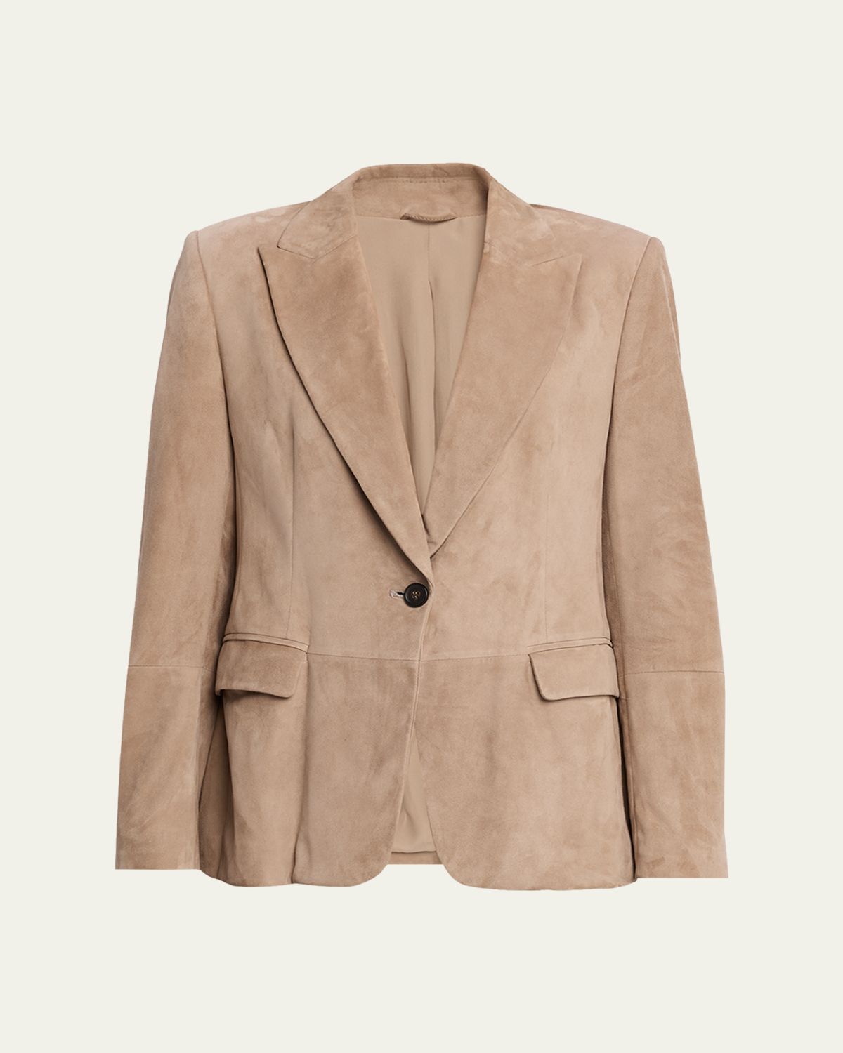 Brunello Cucinelli Suede Single-Breasted Blazer Jacket