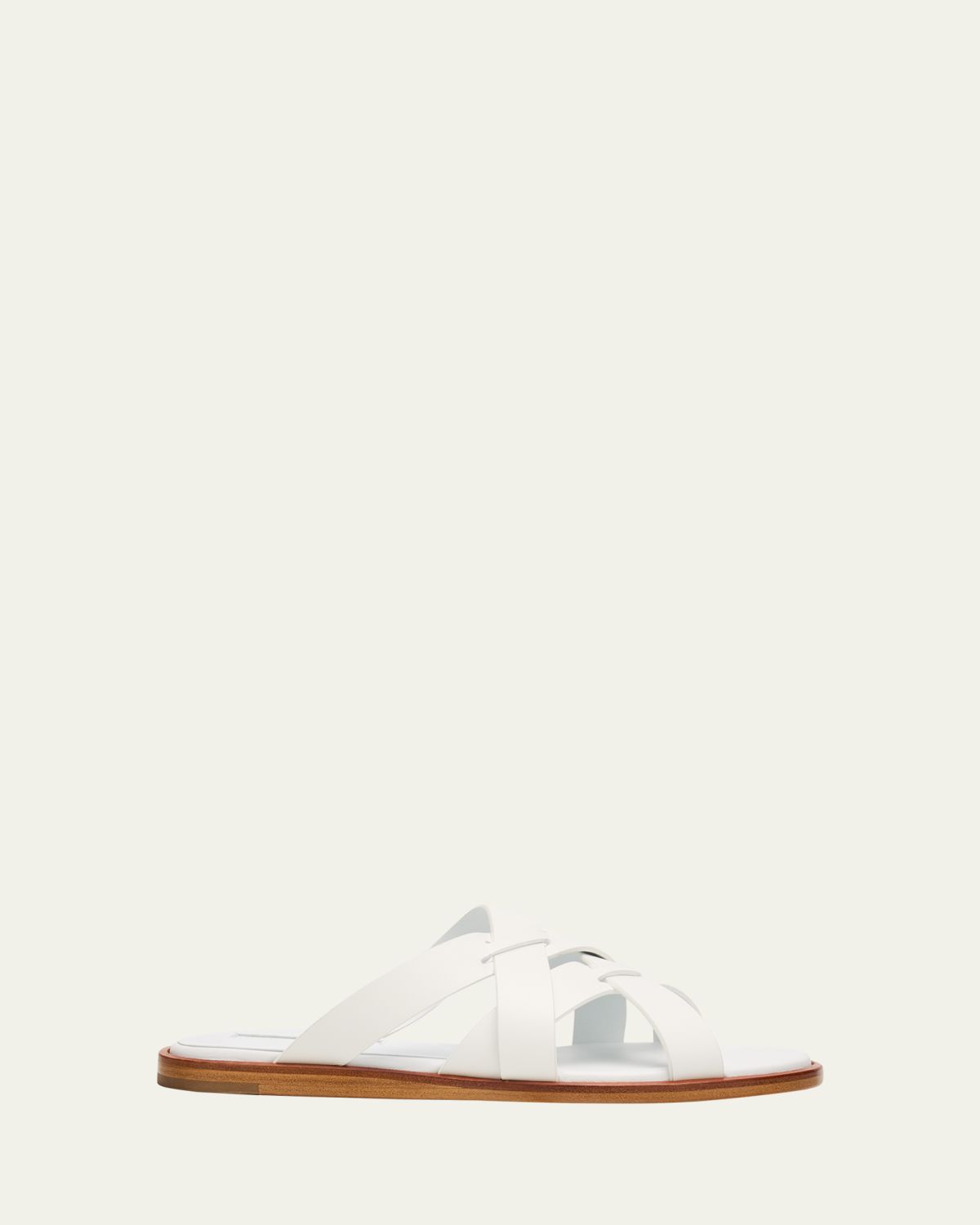 Manolo Blahnik Marvina Crisscross Leather Flat Sandals