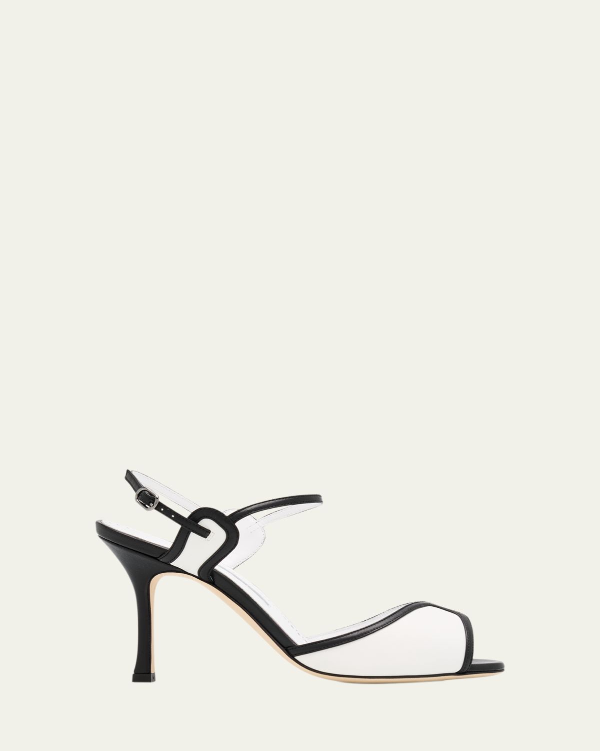 Manolo Blahnik 90mm Todda Bicolor Leather Sandals