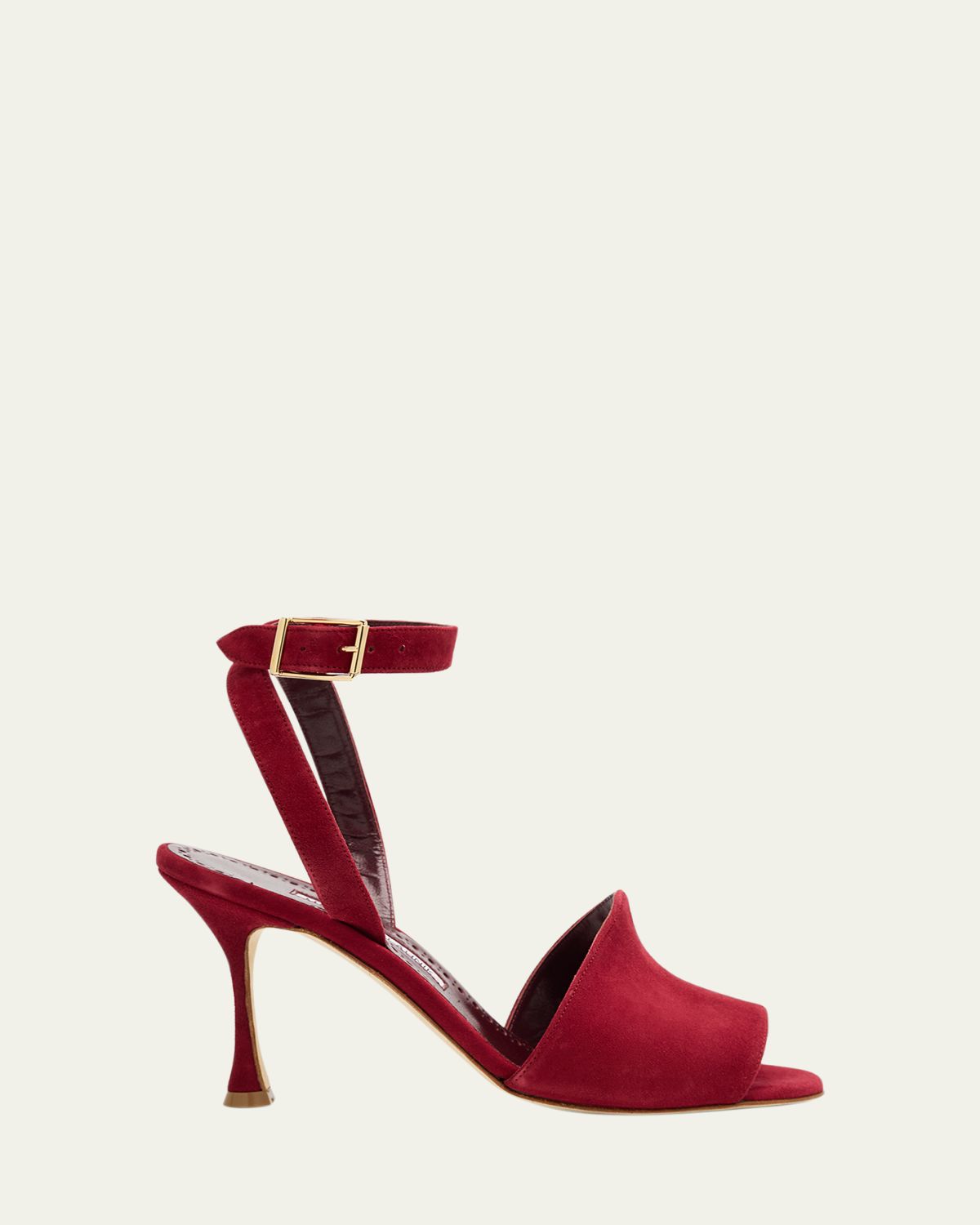 Manolo Blahnik 90mm Triananu Suede Ankle-Strap Sandals