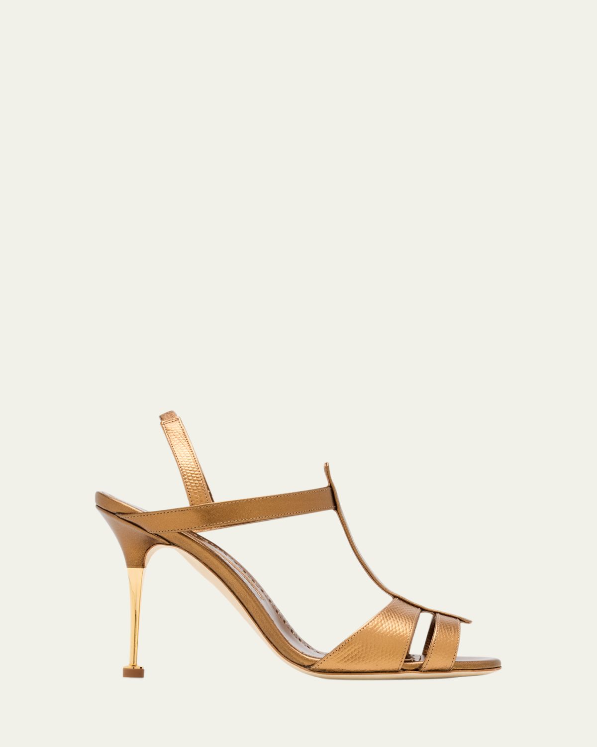 Manolo Blahnik 70mm Retaux Metallic Leather Sandals
