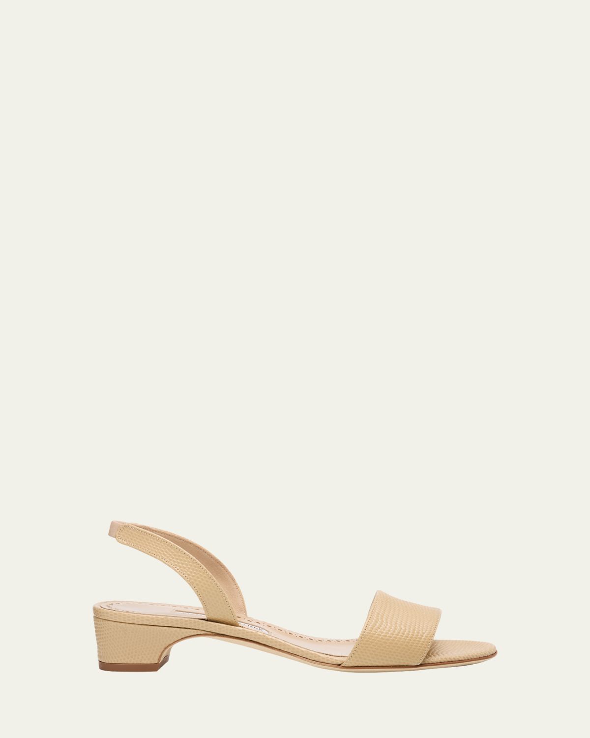 Manolo Blahnik 30mm Patobarnu Embossed Leather Slingback