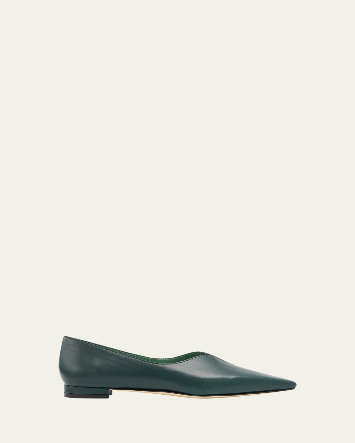 Manolo Blahnik Sonsoles Leather Snip-Toe Ballerina Flats