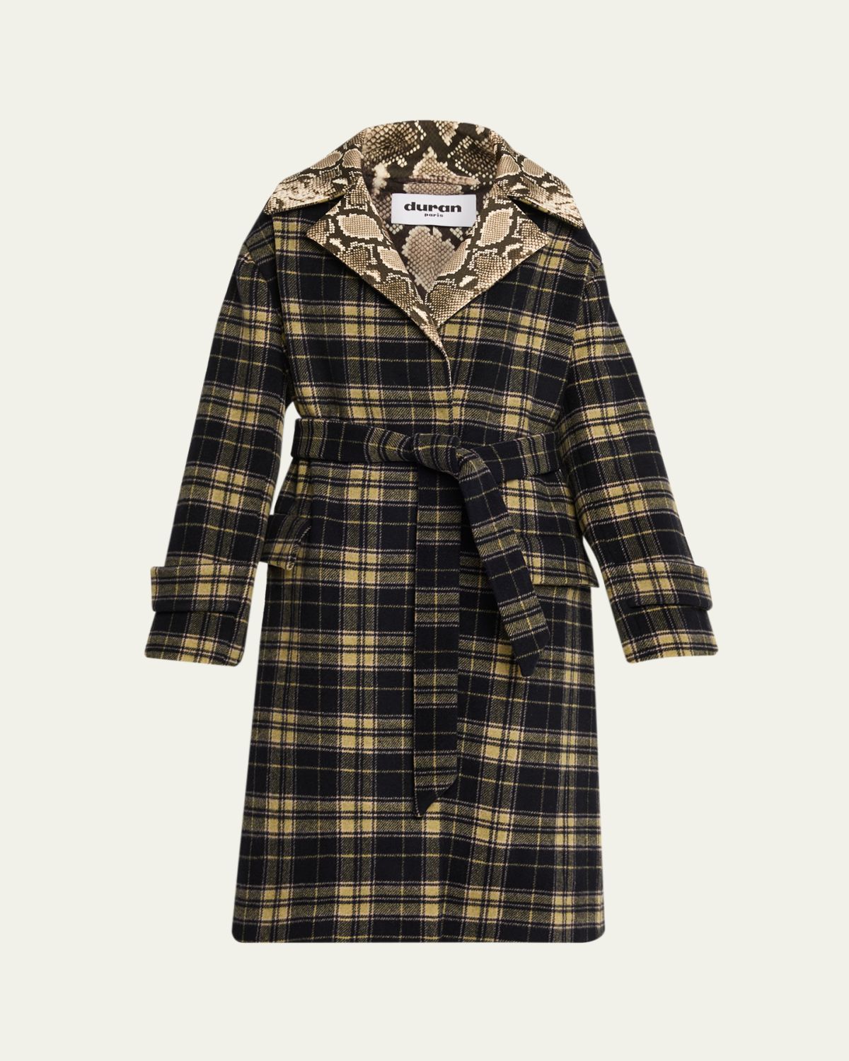 Duran Lantink Snake-Print Lapel Oversized Tartan Wool Coat