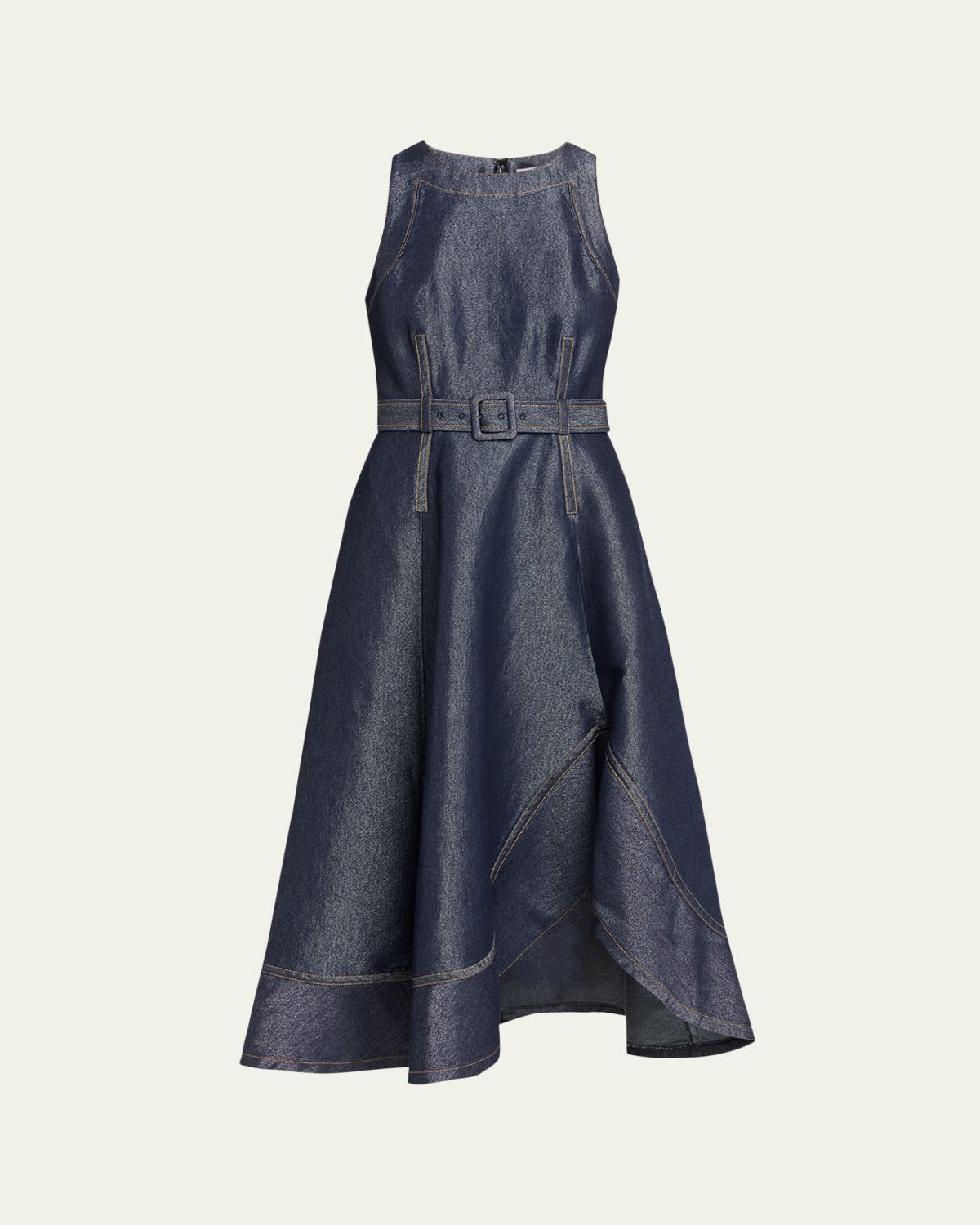 Cinq a Sept Zelda Sleeveless Glitter Denim Midi Dress