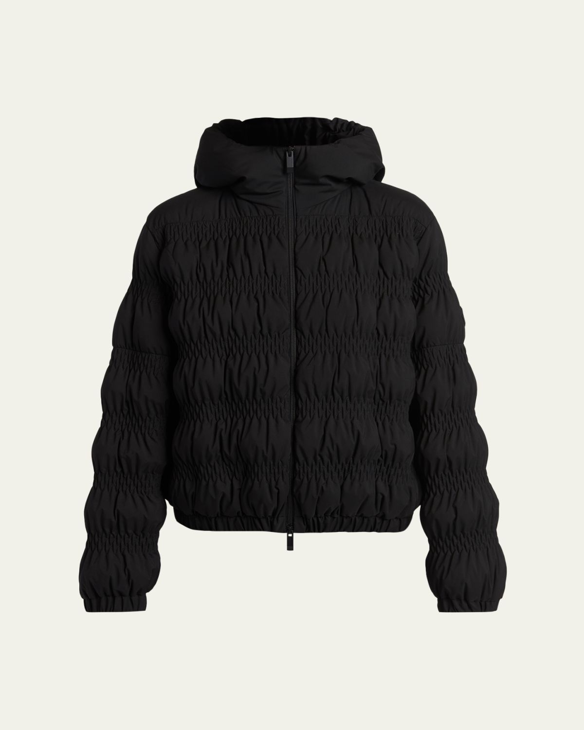 Moncler Noyer Gather-Quilted Hooded Short Down Jacket