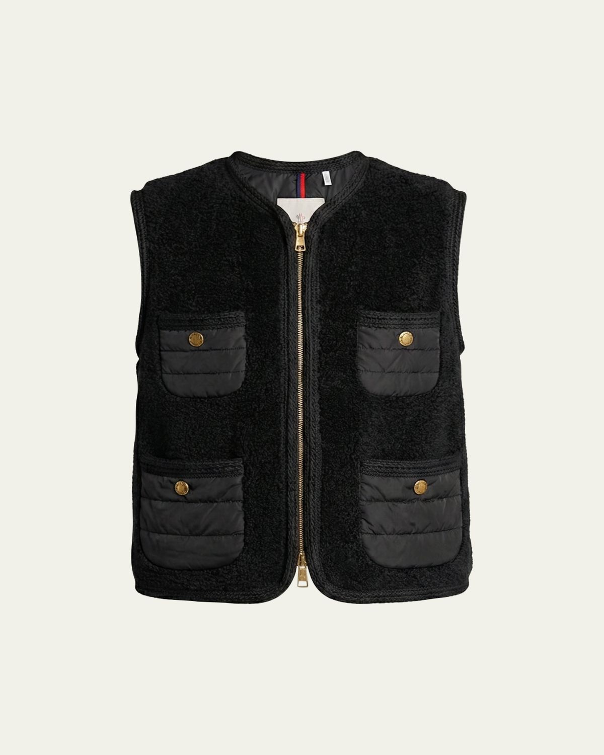 Moncler Mimosas Braided Trim Teddy Down Vest