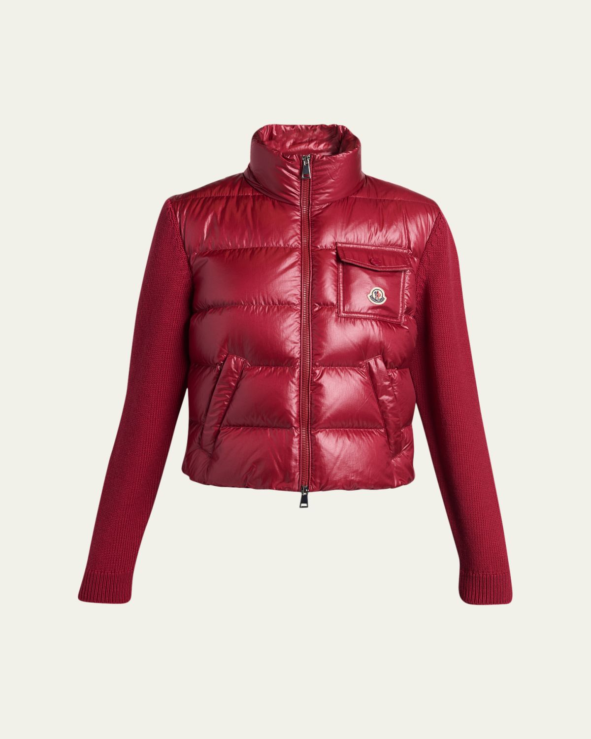 Moncler Padded Zip-Up Wool Cardigan